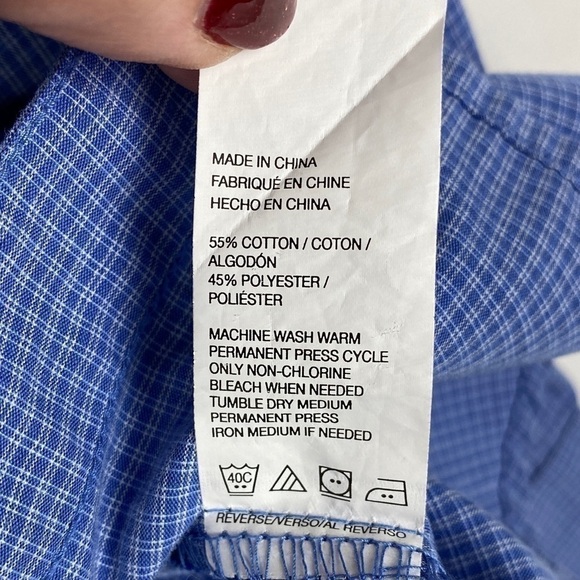 Van Heusen Button Down Shirt Men's Medium 15-15.5 Blue White - Picture 8 of 8